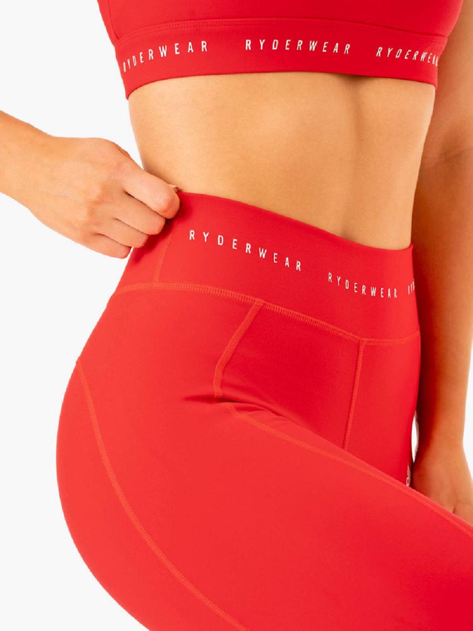 Red Women's Ryderwear Reflex High Waisted Leggings | HY4262618