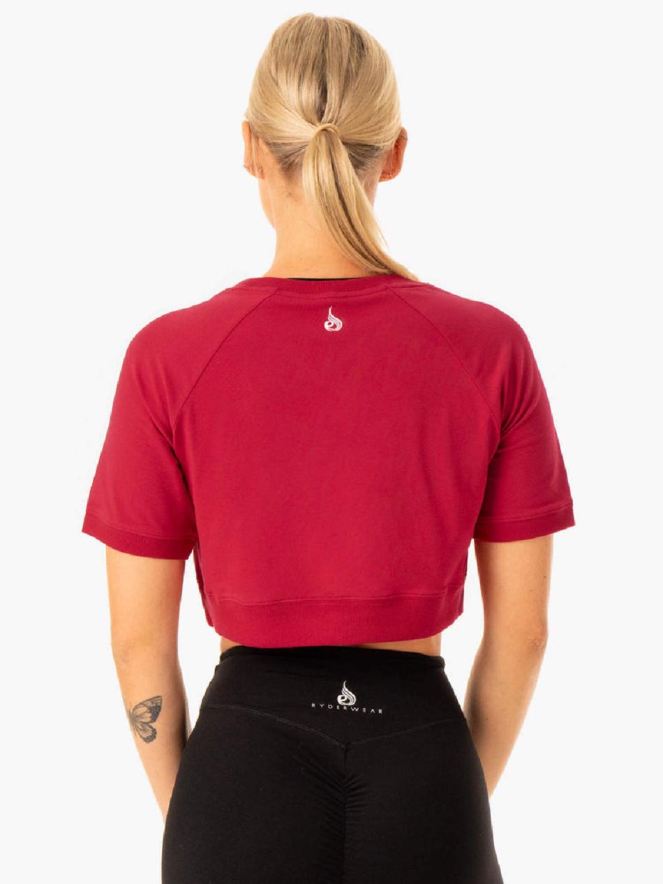 Red Women's Ryderwear Revival Cotton T-Shirt Top | 63FV83438