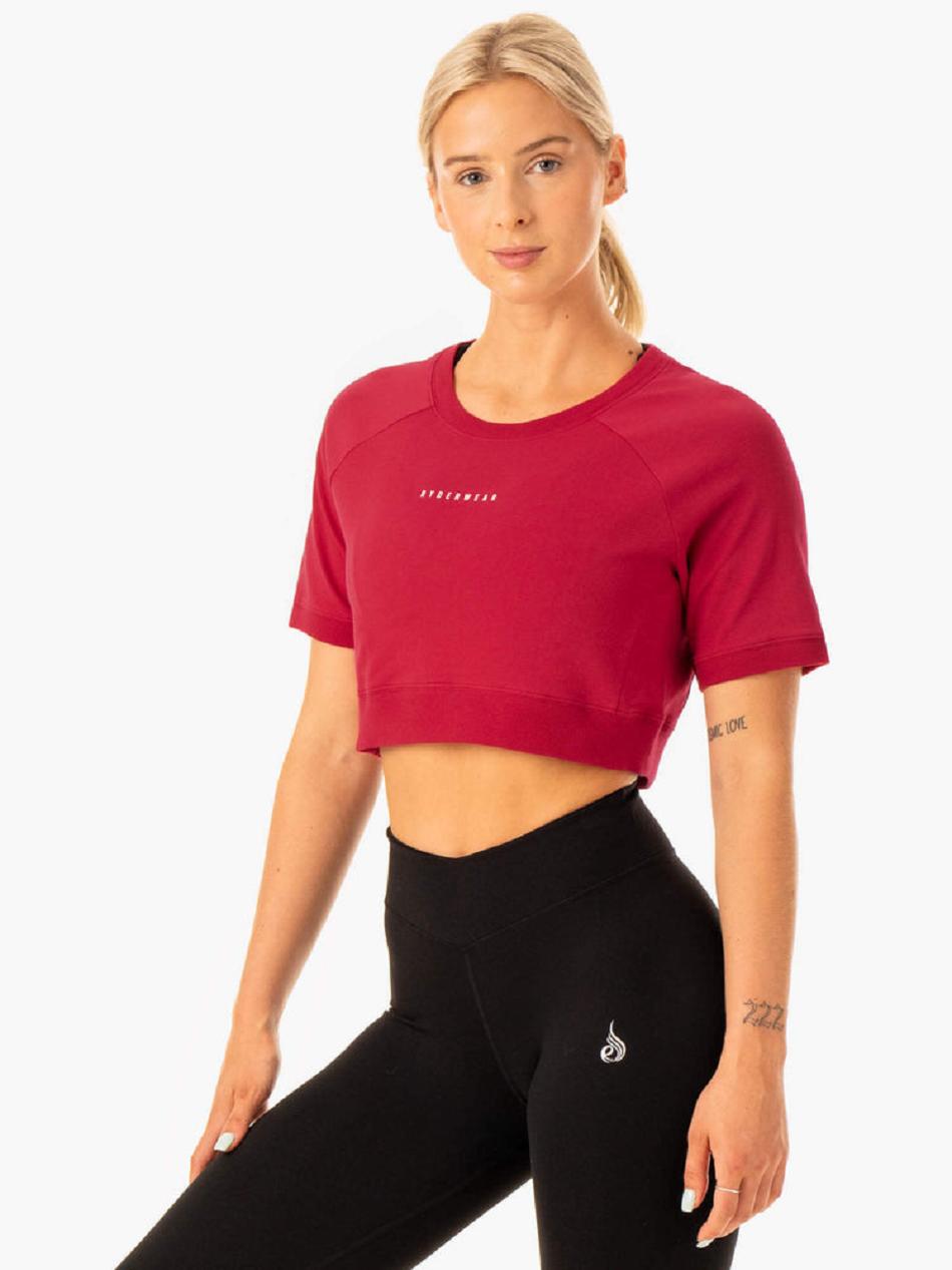 Red Women's Ryderwear Revival Cotton T-Shirt Top | 63FV83438