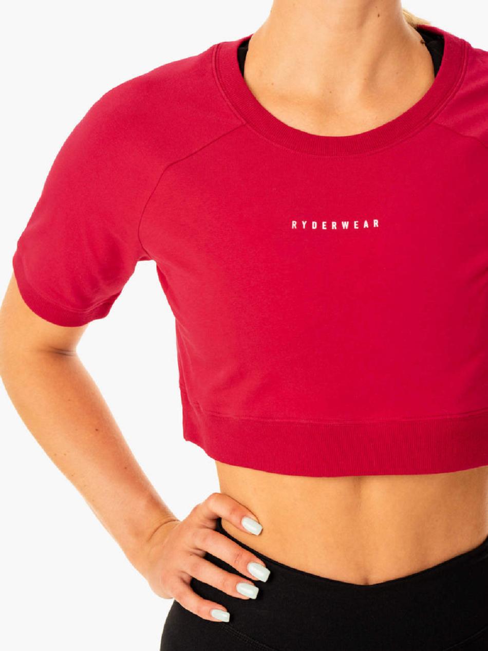 Red Women's Ryderwear Revival Cotton T-Shirt Top | 63FV83438