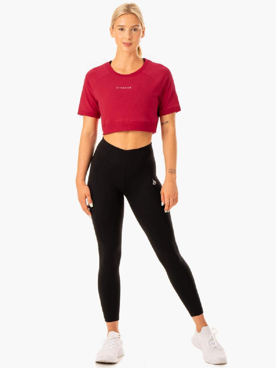 Red Women's Ryderwear Revival Cotton T-Shirt Top | 63FV83438