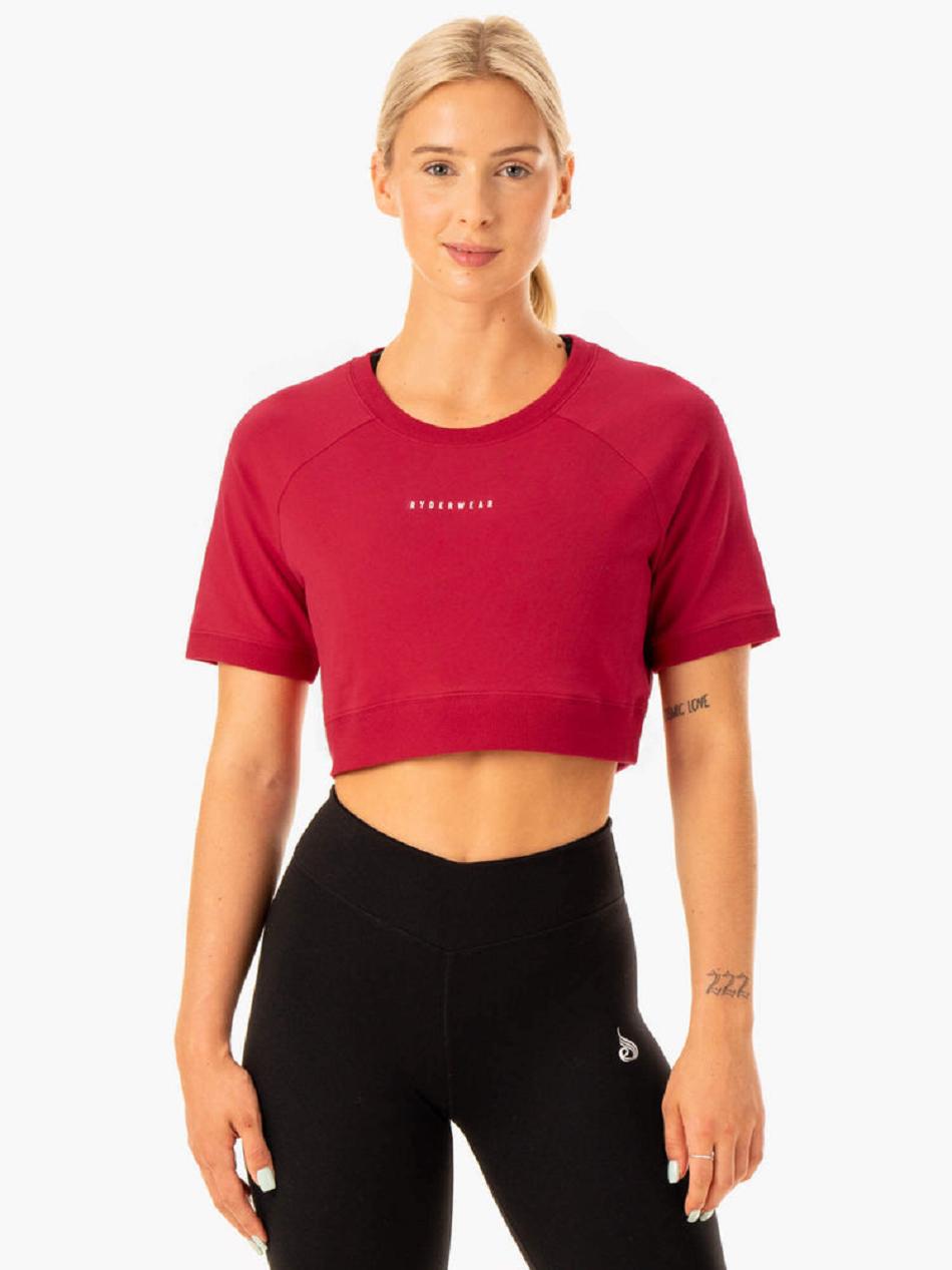 Red Women\'s Ryderwear Revival Cotton T-Shirt Top | 63FV83438