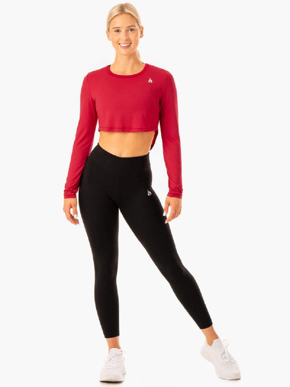 Red Women's Ryderwear Revival Long Sleeve Mesh T-Shirt Top | GB6159221