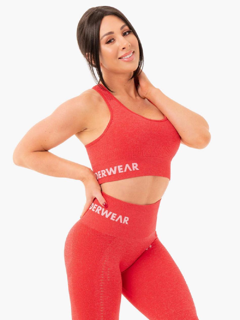 Red Women\'s Ryderwear Seamless Staples Sports Bras | 58YH88172