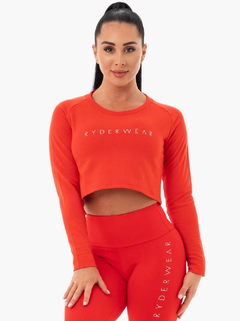 Red Women\'s Ryderwear Staples Cropped Sweater Top | OKT40224