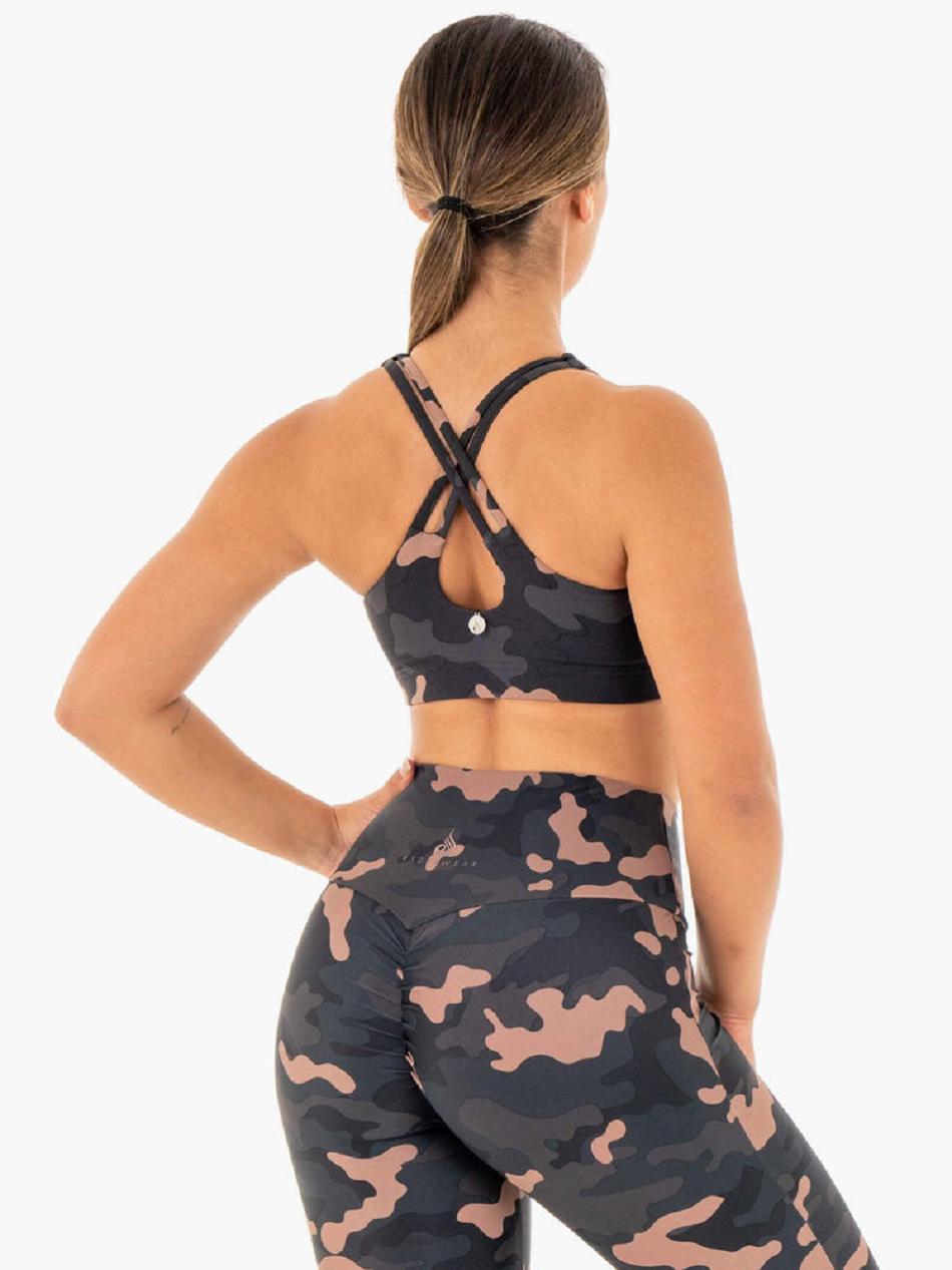 Rose / Camo Women's Ryderwear Camo Sports Bras | 5G5563813