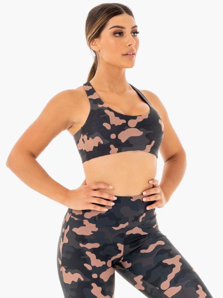 Rose / Camo Women's Ryderwear Camo Sports Bras | 5G5563813