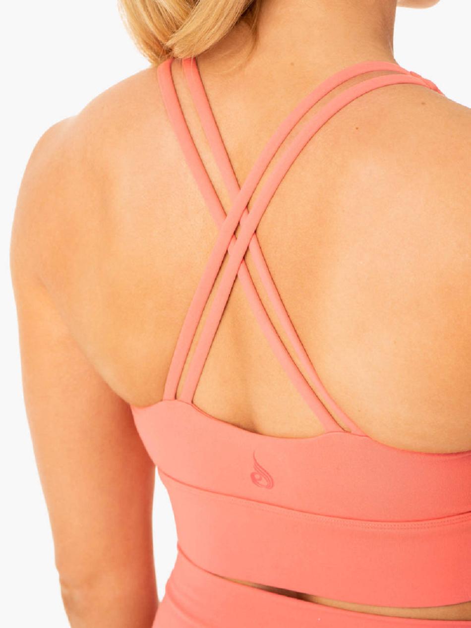 Rose / Pink Women's Ryderwear Flow Square Neck Sports Bras | 53ES35117