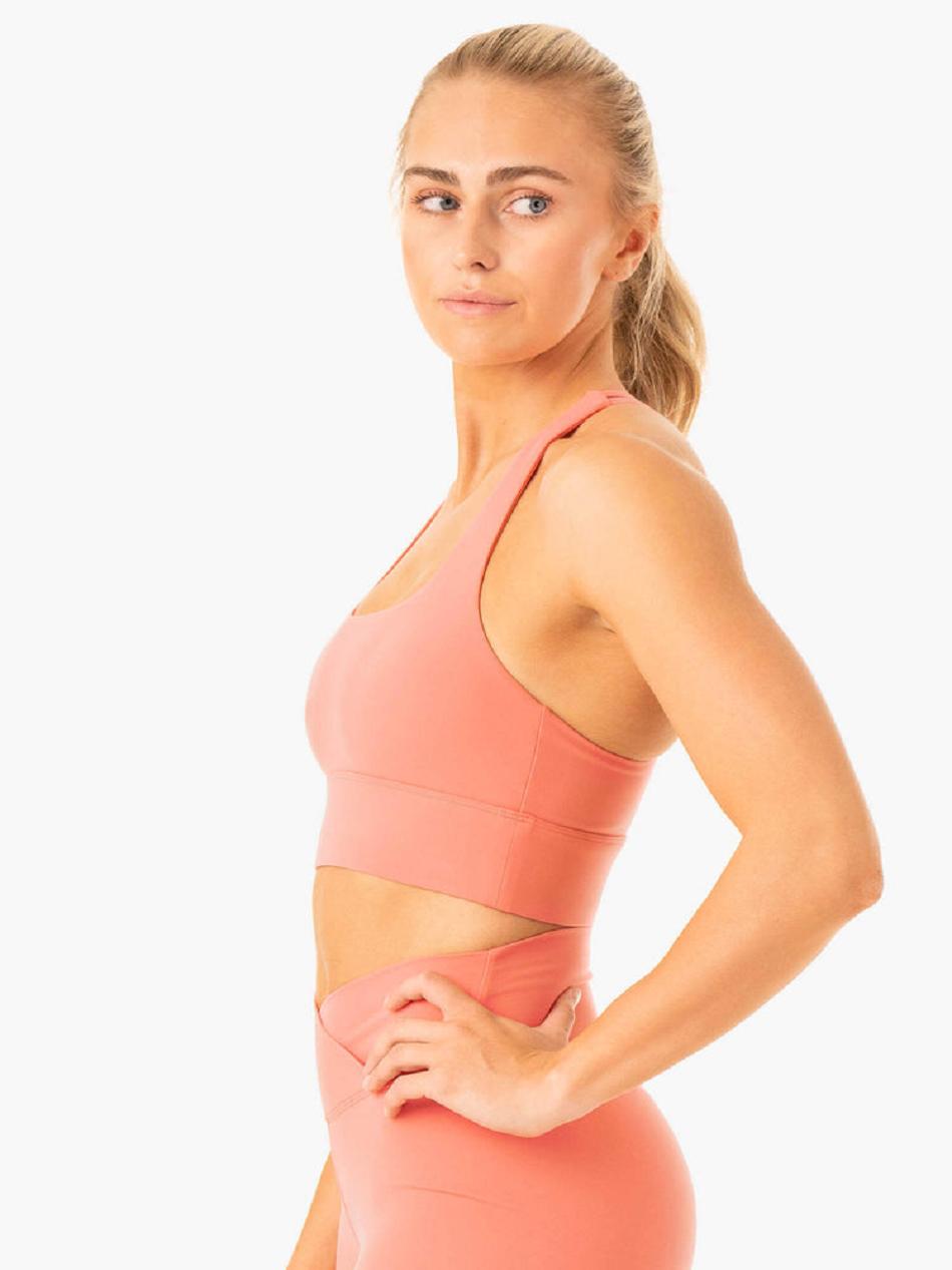 Rose / Pink Women's Ryderwear Flow Square Neck Sports Bras | 53ES35117