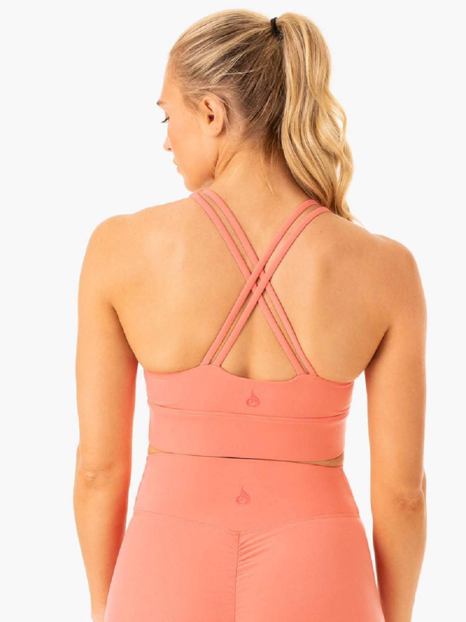 Rose / Pink Women's Ryderwear Flow Square Neck Sports Bras | 53ES35117