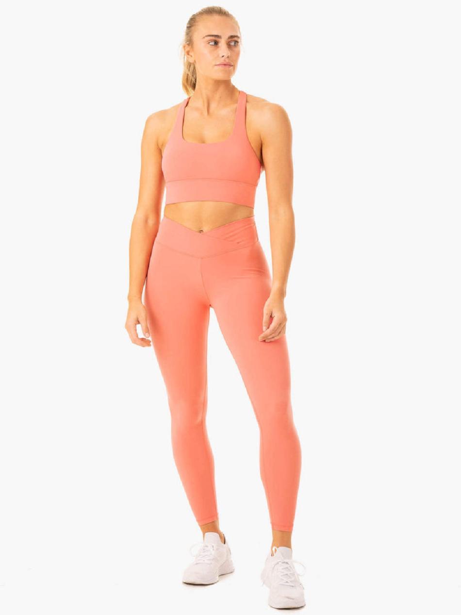 Rose / Pink Women's Ryderwear Flow Square Neck Sports Bras | 53ES35117