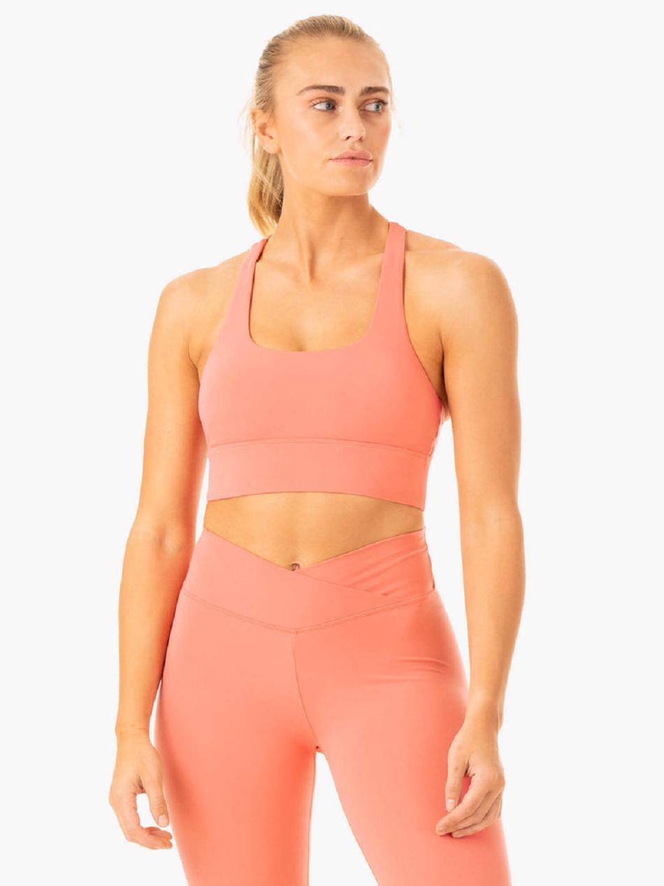 Rose / Pink Women\'s Ryderwear Flow Square Neck Sports Bras | 53ES35117