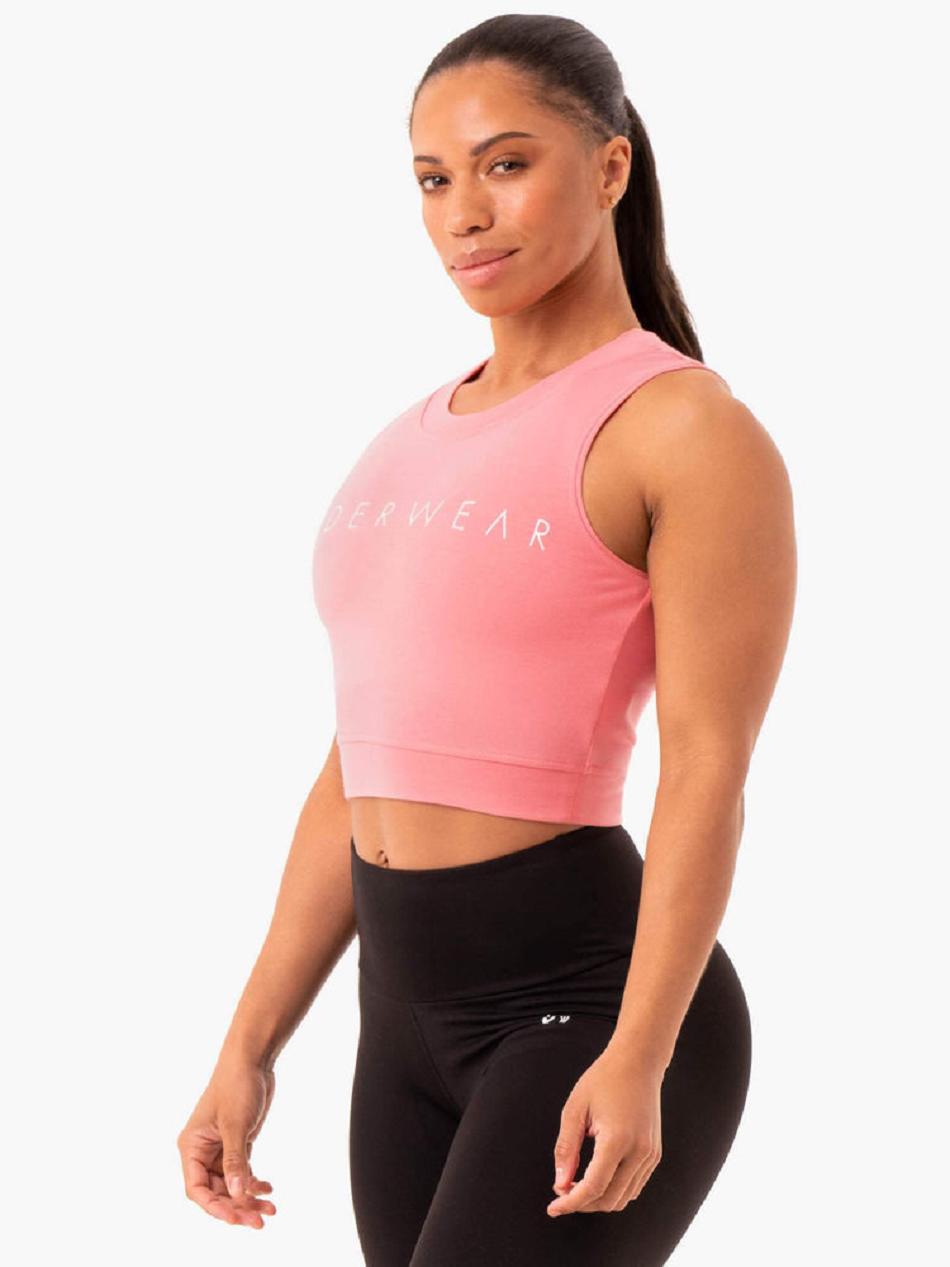 Rose / Pink Women's Ryderwear Motion Crop Tanks | DS6648244