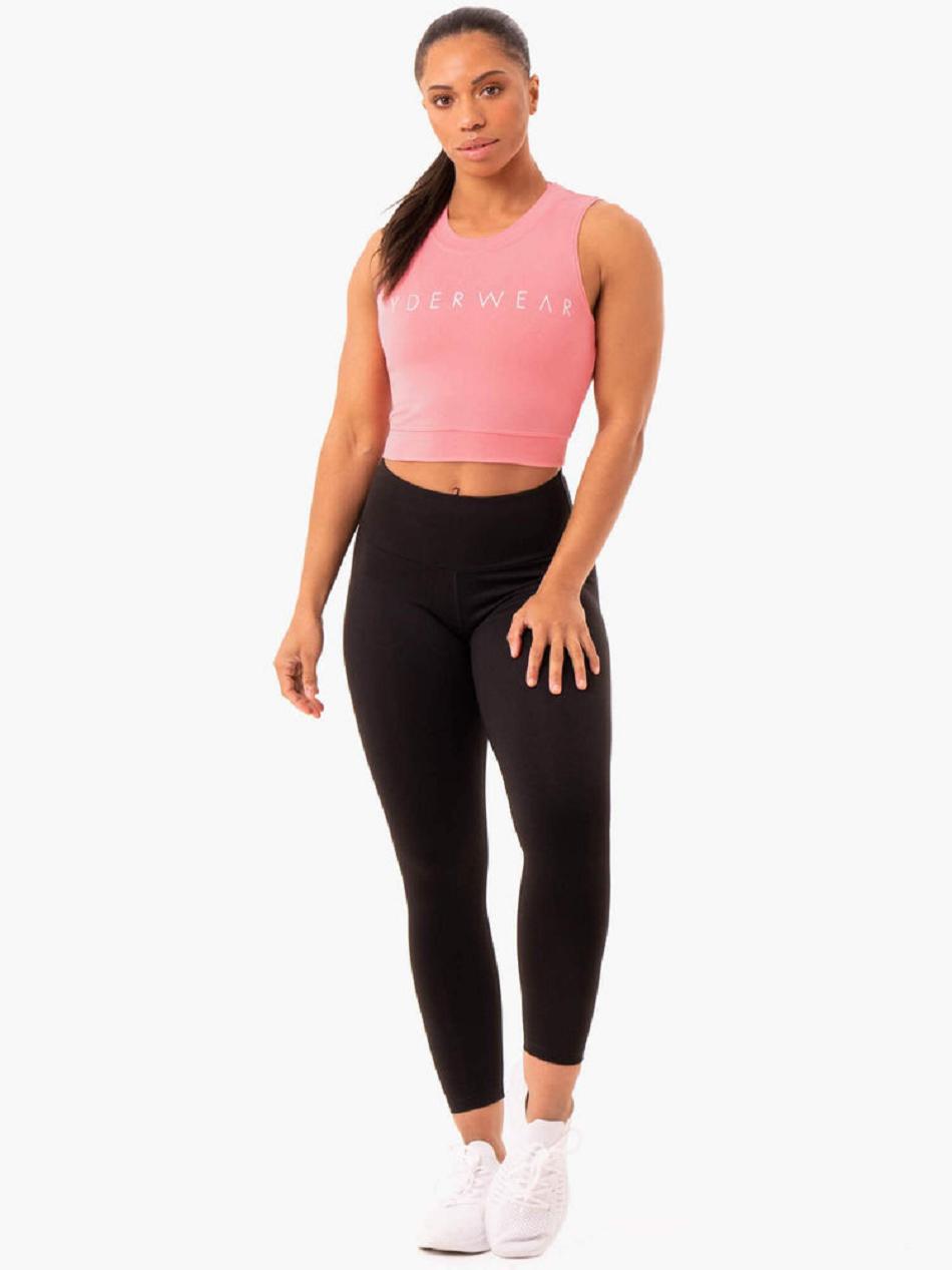 Rose / Pink Women's Ryderwear Motion Crop Tanks | DS6648244