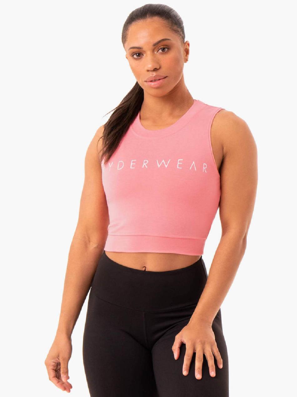 Rose / Pink Women\'s Ryderwear Motion Crop Tanks | DS6648244