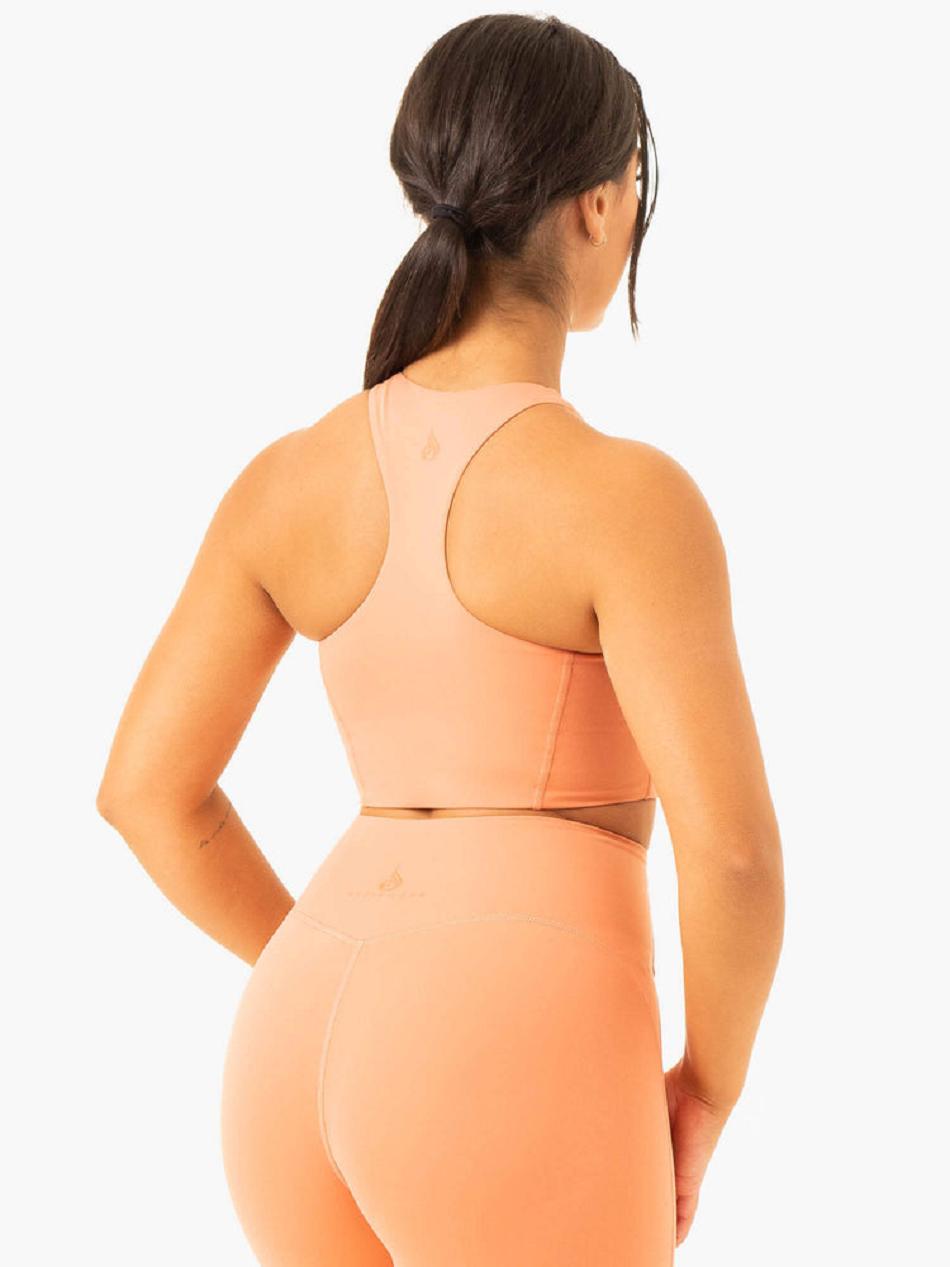 Rose / Pink Women's Ryderwear NKD Frame Long Line Sports Bras | XG5430683