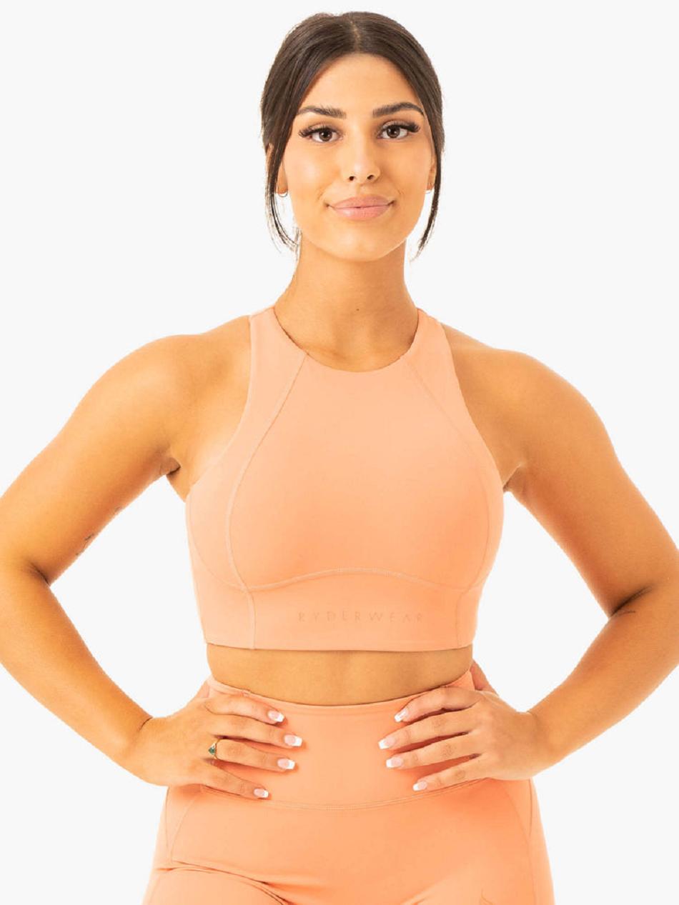 Rose / Pink Women\'s Ryderwear NKD Frame Long Line Sports Bras | XG5430683