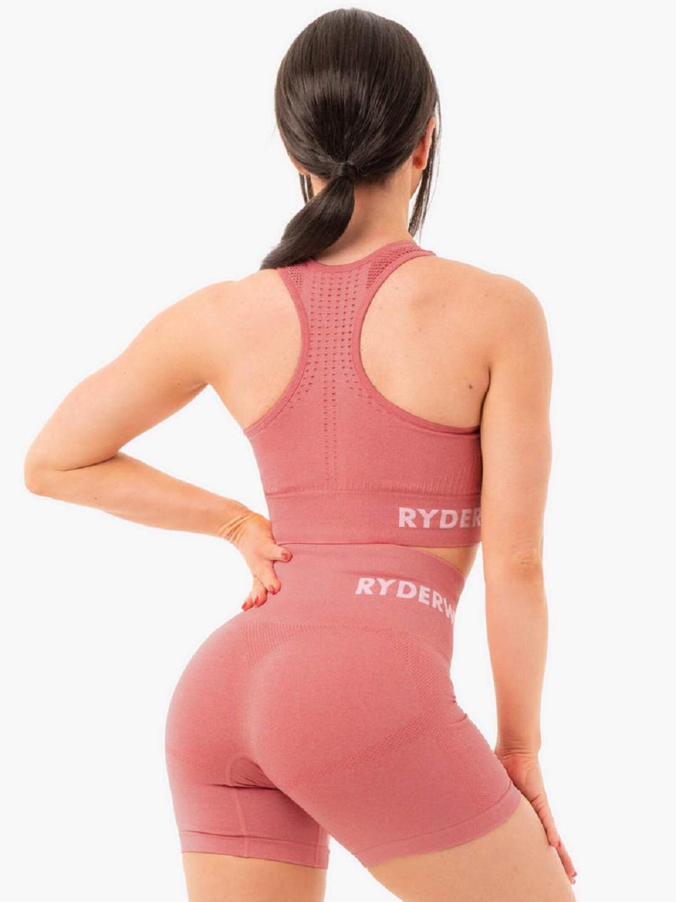 Rose / Pink Women's Ryderwear Seamless Staples Sports Bras | A2X95353