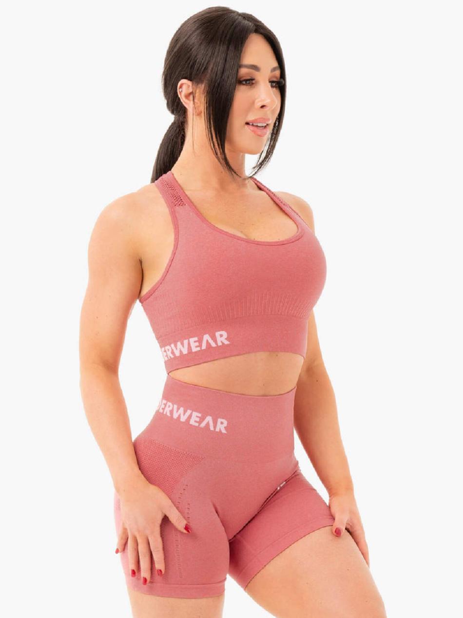 Rose / Pink Women's Ryderwear Seamless Staples Sports Bras | A2X95353