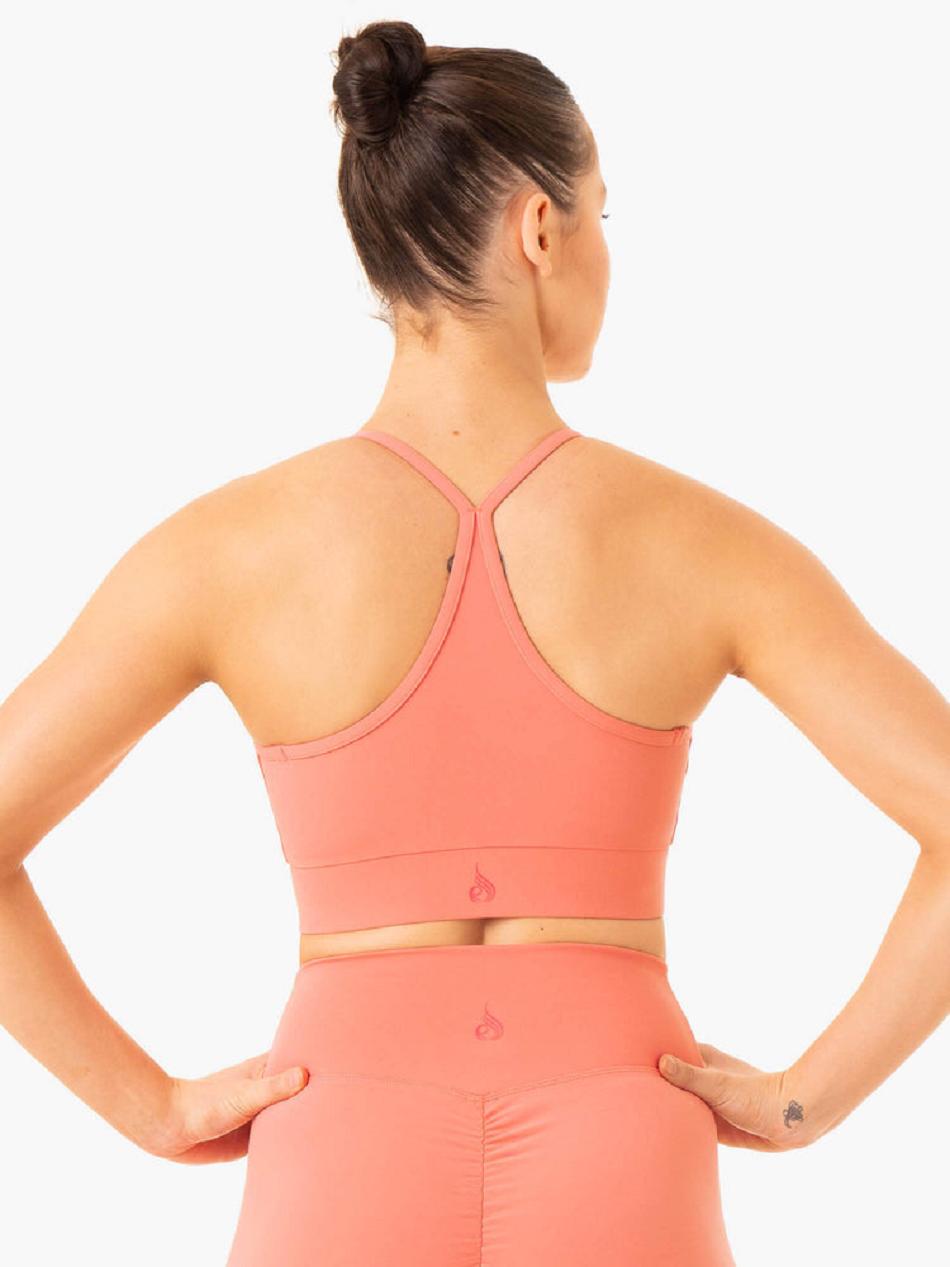 Rose / Pink Women's Ryderwear Serene Cross Over Sports Bras | 126DF14498