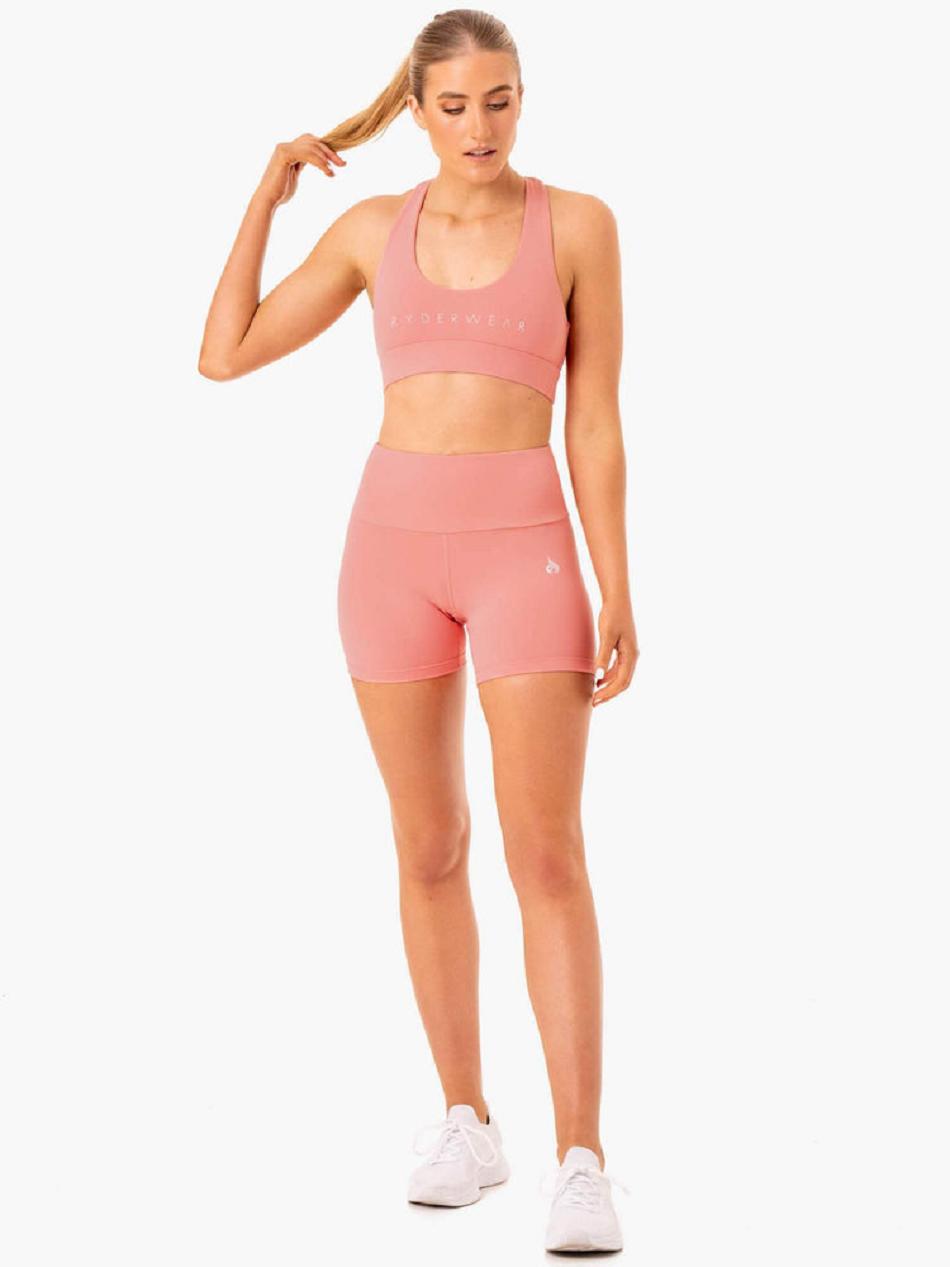 Rose / Pink Women's Ryderwear Staples Mid Length Shorts Scrunch Bum | 42FE30714