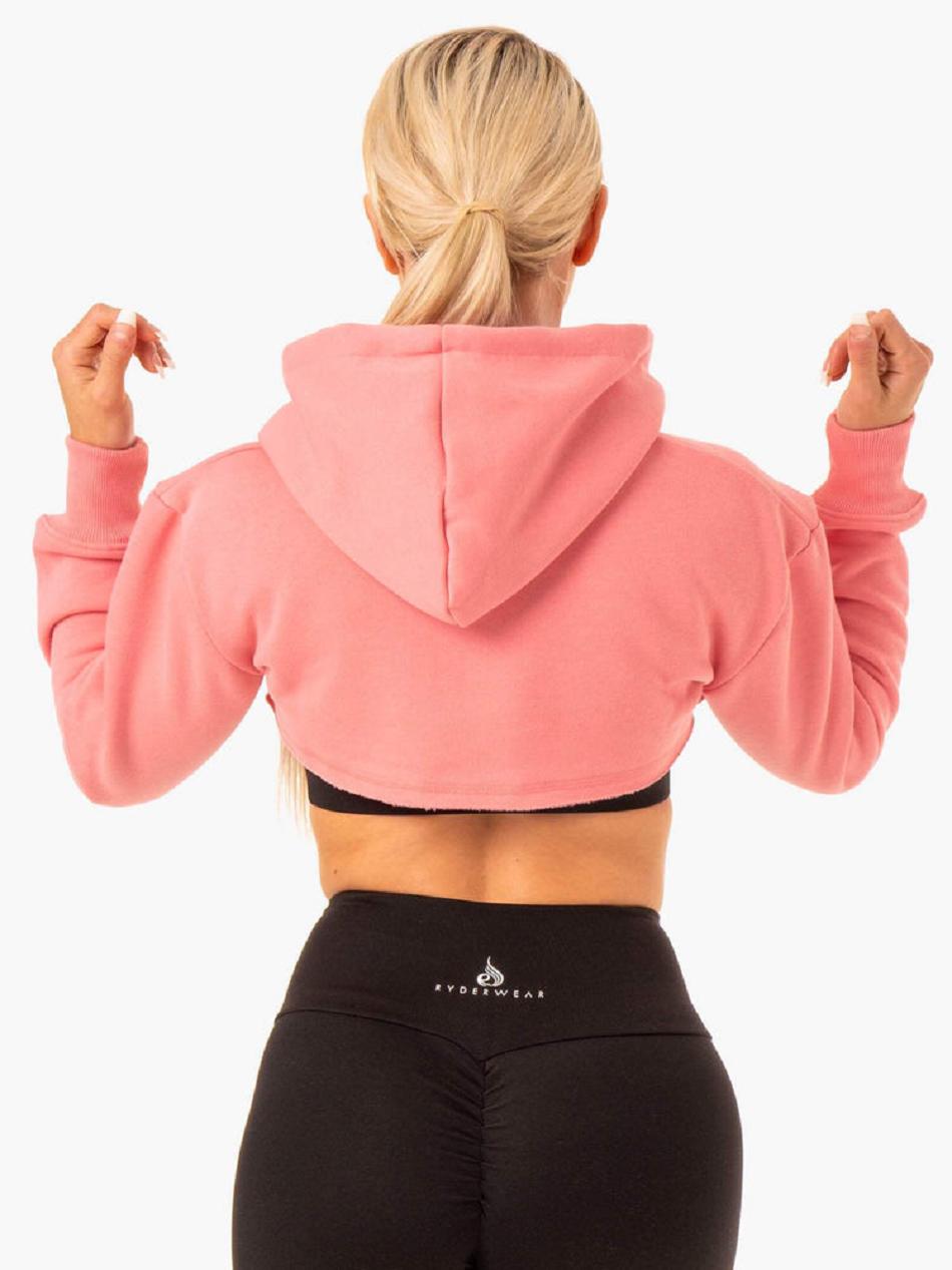 Rose / Pink Women's Ryderwear Staples Super Crop Sweater Top | 113Y77737