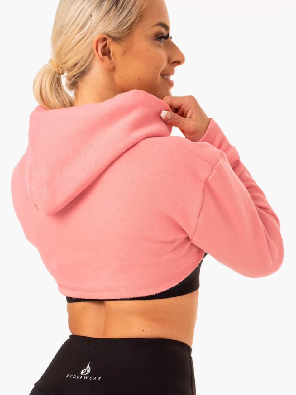 Rose / Pink Women's Ryderwear Staples Super Crop Sweater Top | 113Y77737