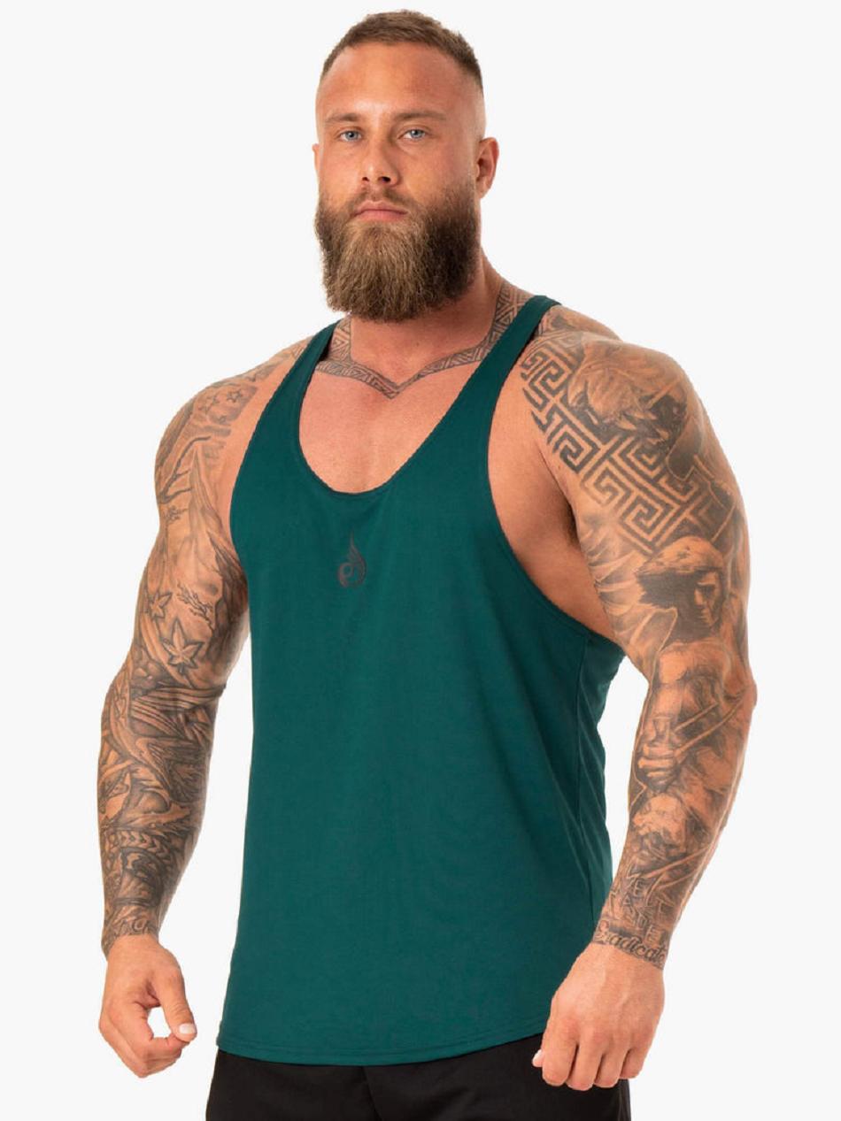 Turquoise Men's Ryderwear Define Mesh T-Back Tanks | 80RC98267