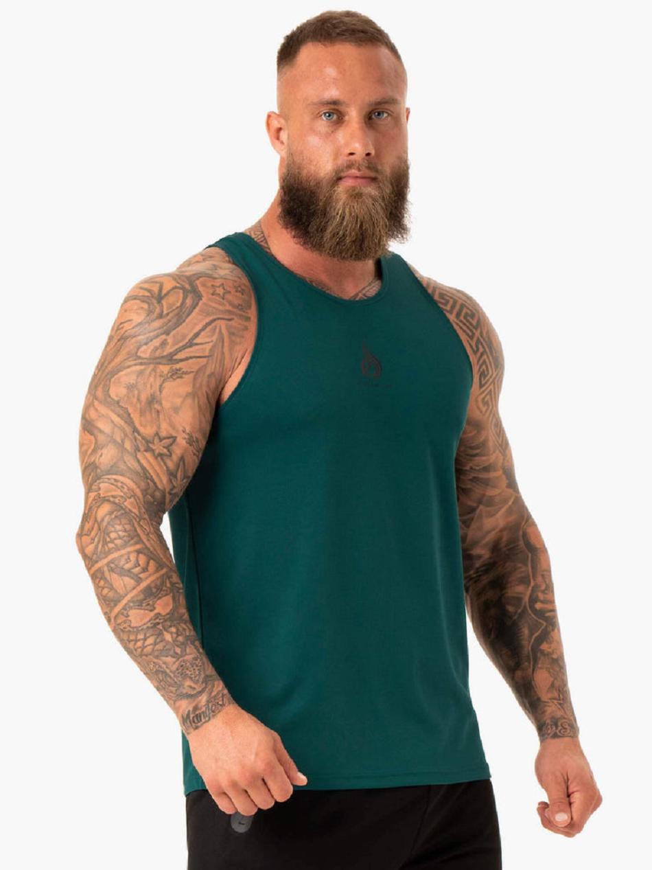 Turquoise Men's Ryderwear Heighten Mesh Regular Tanks | 80RT90330