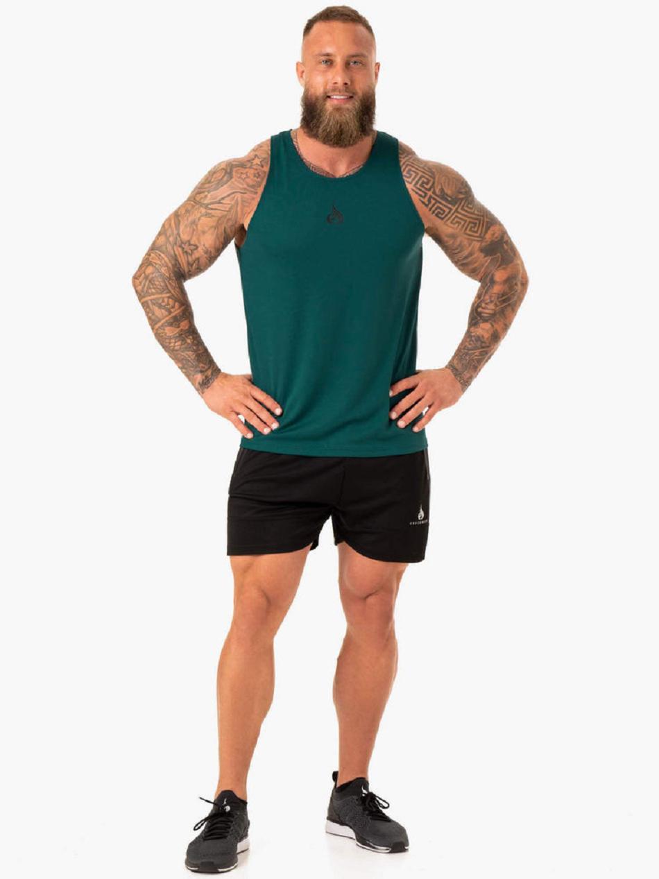 Turquoise Men's Ryderwear Heighten Mesh Regular Tanks | 80RT90330