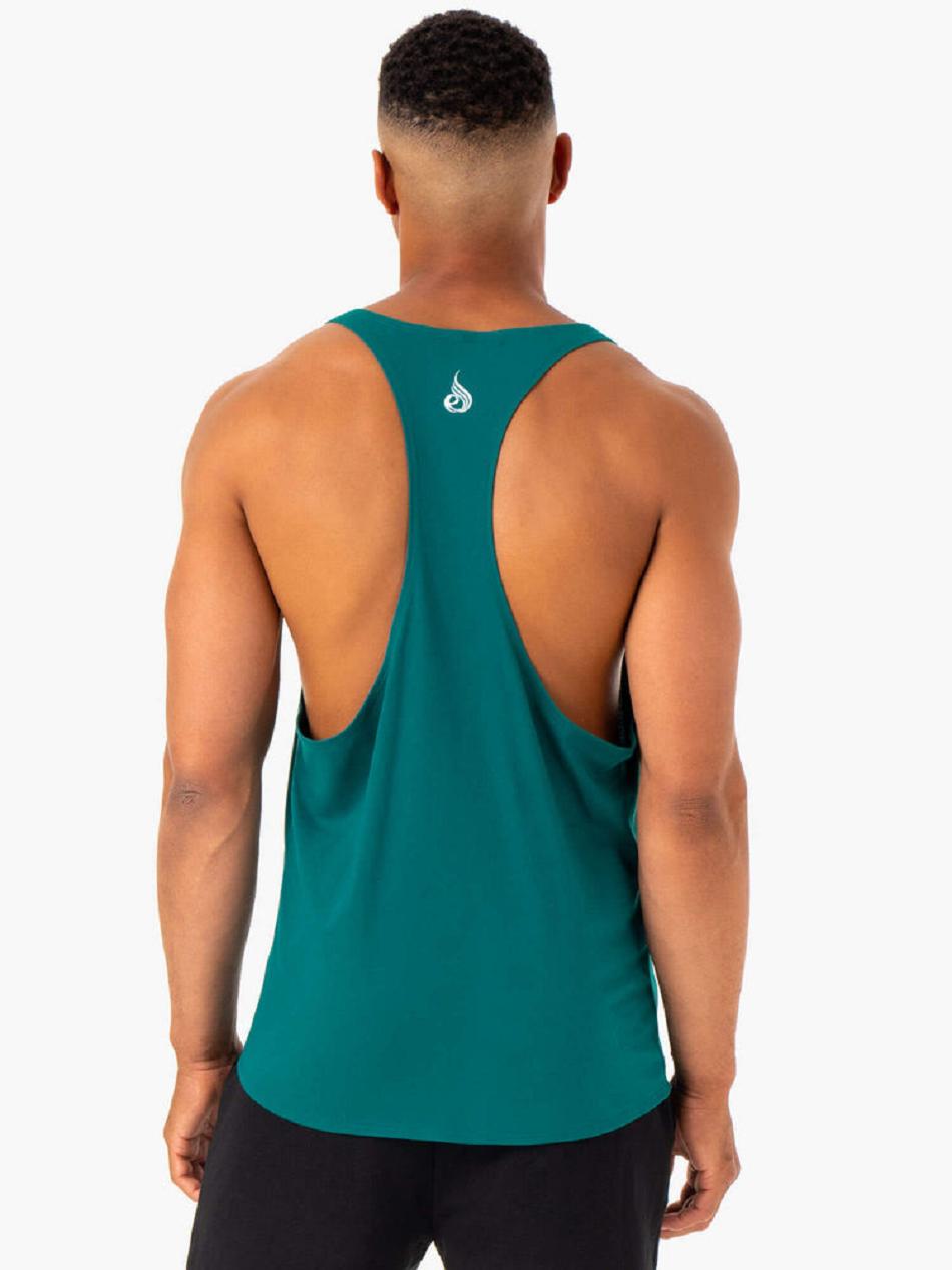 Turquoise Men's Ryderwear Recharge Stringer T-Back Tanks | SF8023760