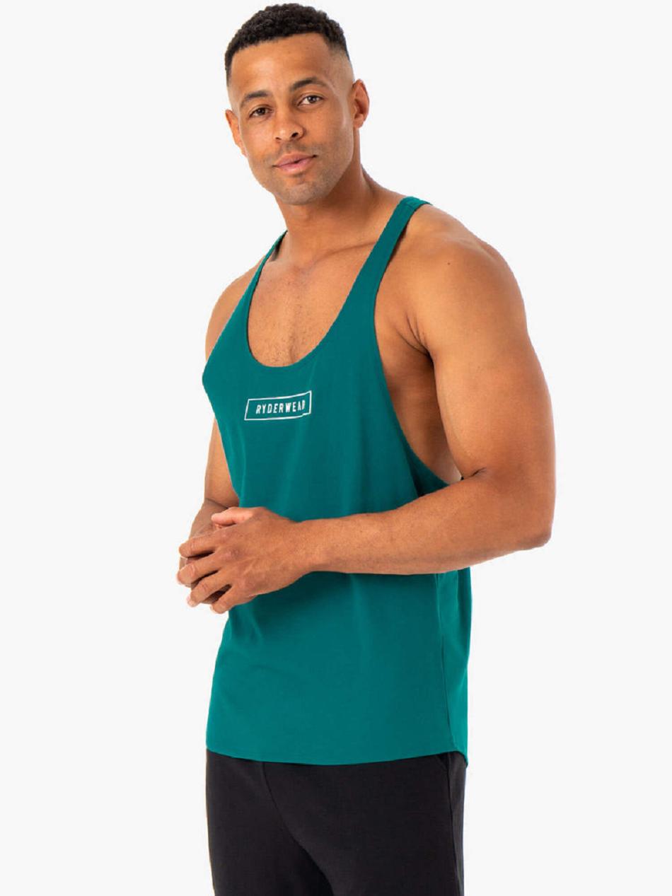 Turquoise Men's Ryderwear Recharge Stringer T-Back Tanks | SF8023760