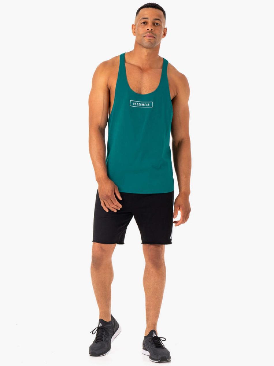 Turquoise Men's Ryderwear Recharge Stringer T-Back Tanks | SF8023760