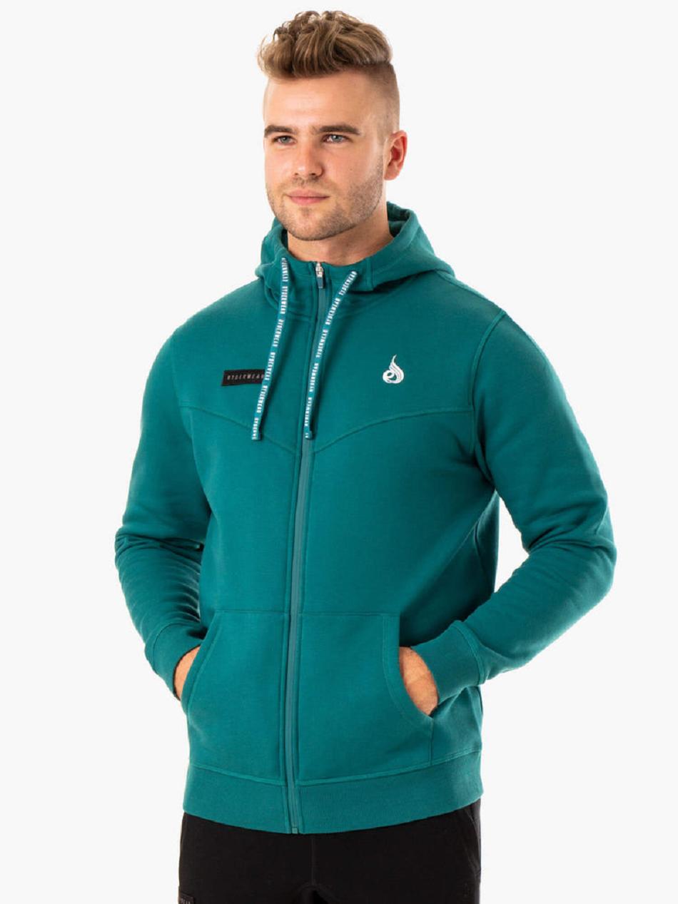 Turquoise Men's Ryderwear Recharge Zip Up Jackets | 130S22681