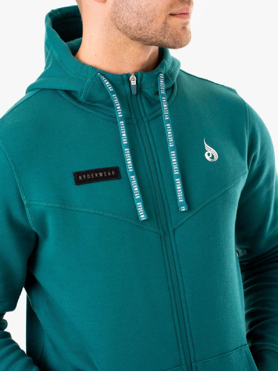 Turquoise Men's Ryderwear Recharge Zip Up Jackets | 130S22681