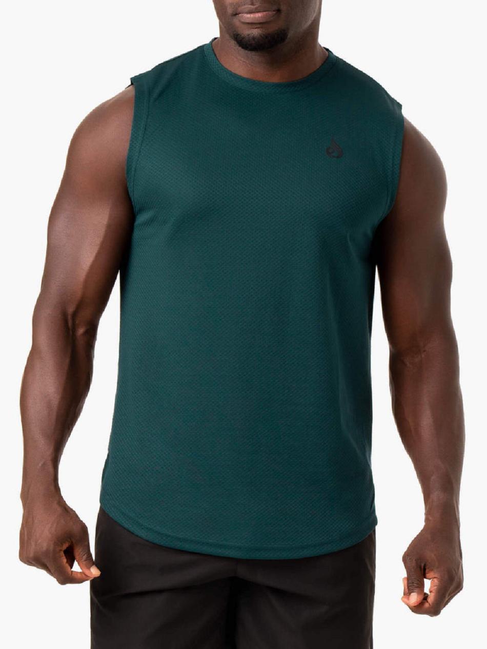 Turquoise Men's Ryderwear Reflex Mesh Baller Tanks | 80RW78731