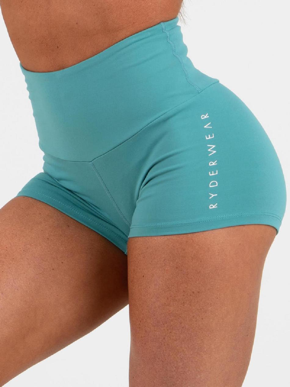 Turquoise Women's Ryderwear Animal Shorts Scrunch Bum | REH90399