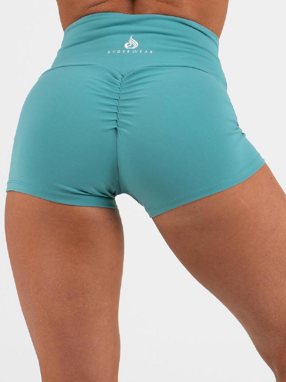 Turquoise Women's Ryderwear Animal Shorts Scrunch Bum | REH90399