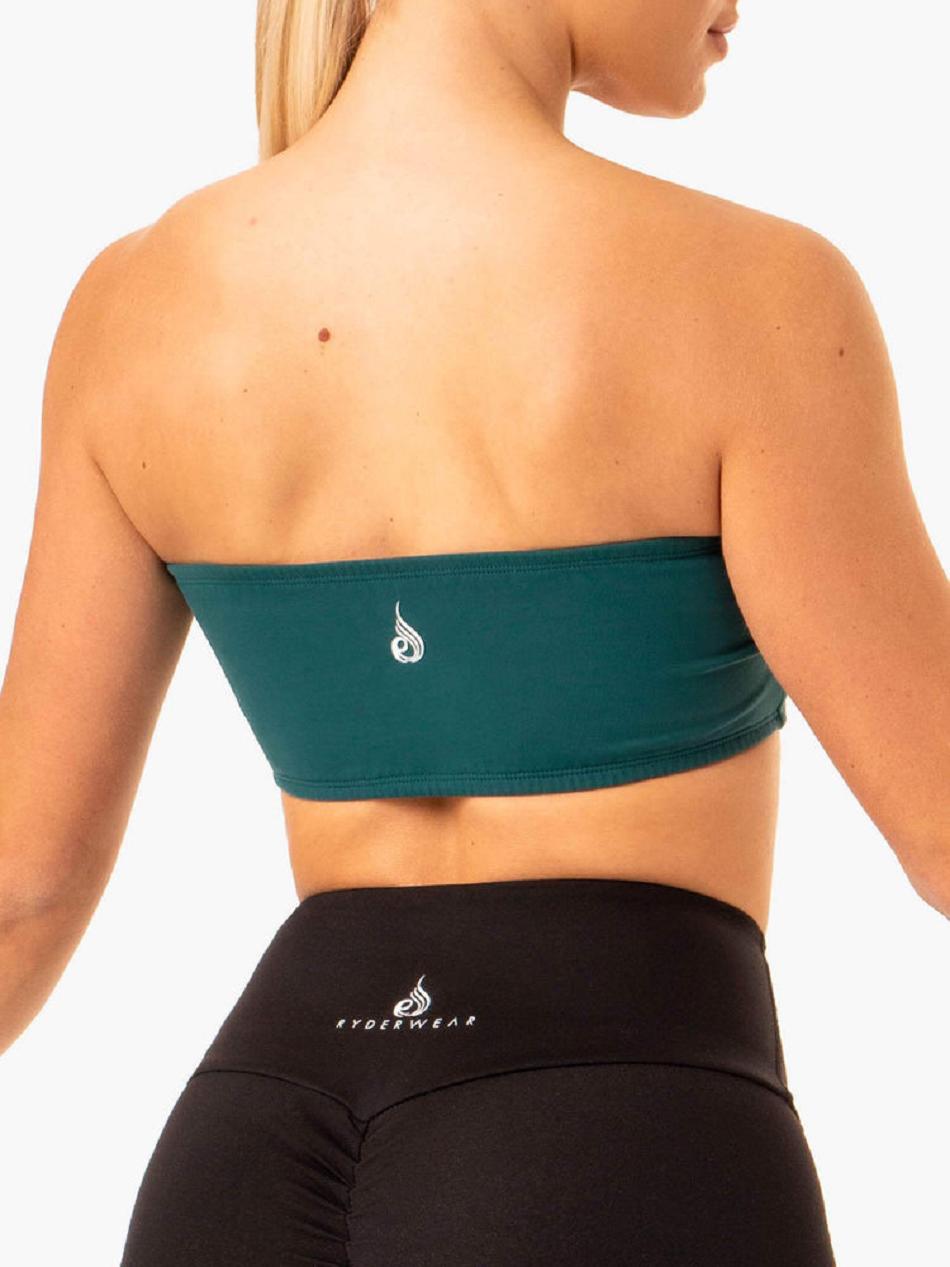 Turquoise Women's Ryderwear Bandeau Sports Bras | 56ES42842