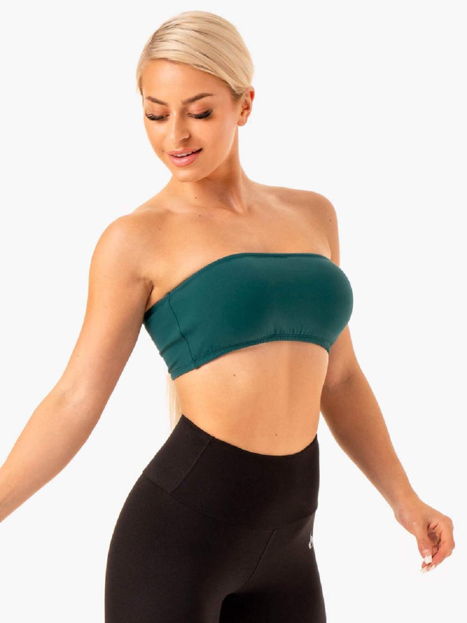 Turquoise Women's Ryderwear Bandeau Sports Bras | 56ES42842