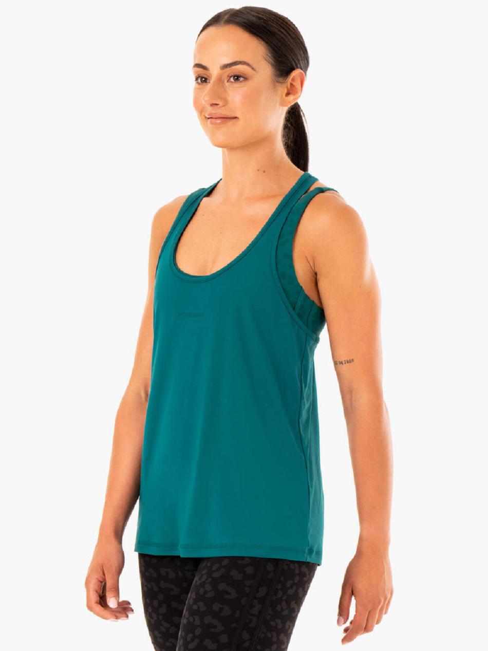 Turquoise Women's Ryderwear Evolution Racer Back Tank Top | 63ES16623