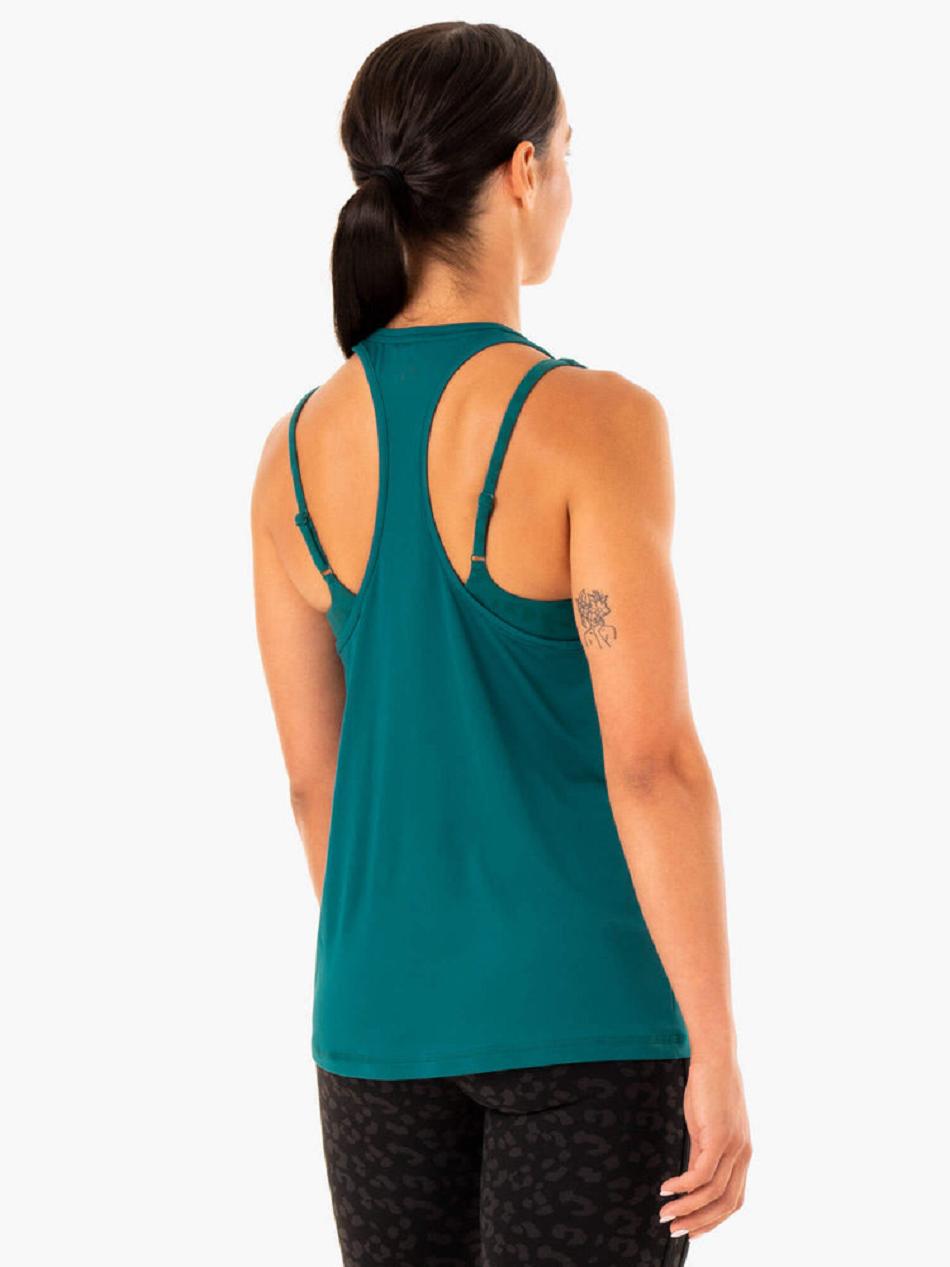 Turquoise Women's Ryderwear Evolution Racer Back Tank Top | 63ES16623