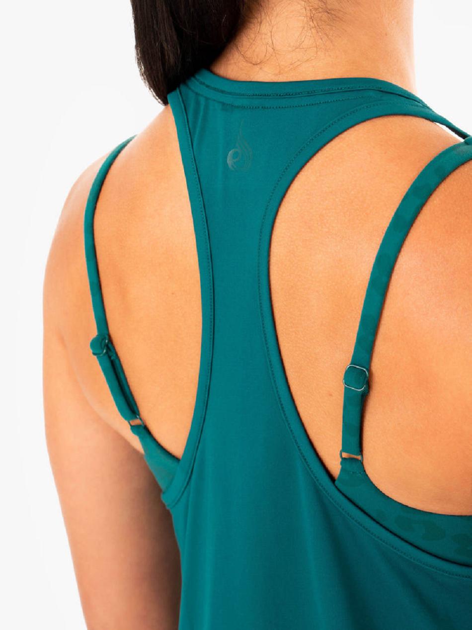 Turquoise Women's Ryderwear Evolution Racer Back Tank Top | 63ES16623