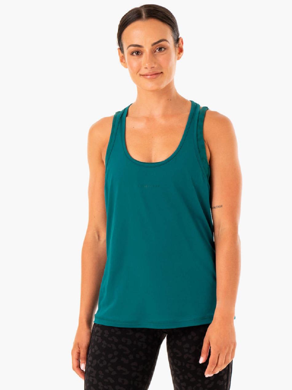 Turquoise Women\'s Ryderwear Evolution Racer Back Tank Top | 63ES16623