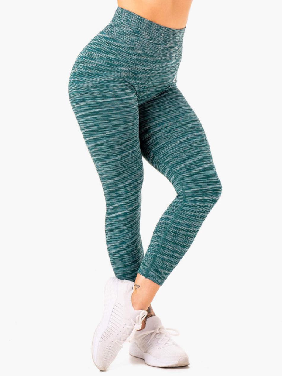 Turquoise Women's Ryderwear Evolve High Waisted Leggings Seamless | SF4330198