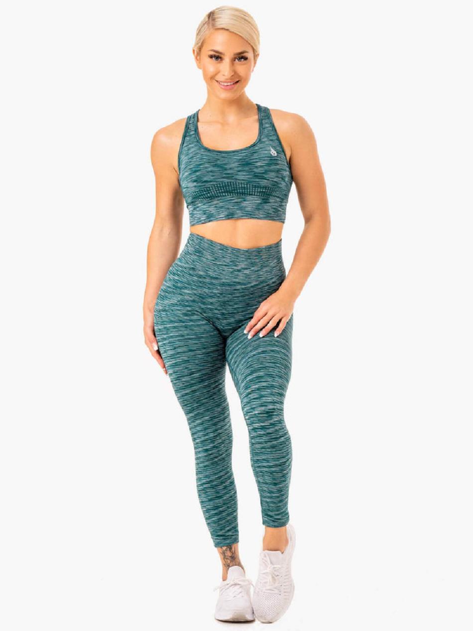 Turquoise Women's Ryderwear Evolve High Waisted Leggings Seamless | SF4330198