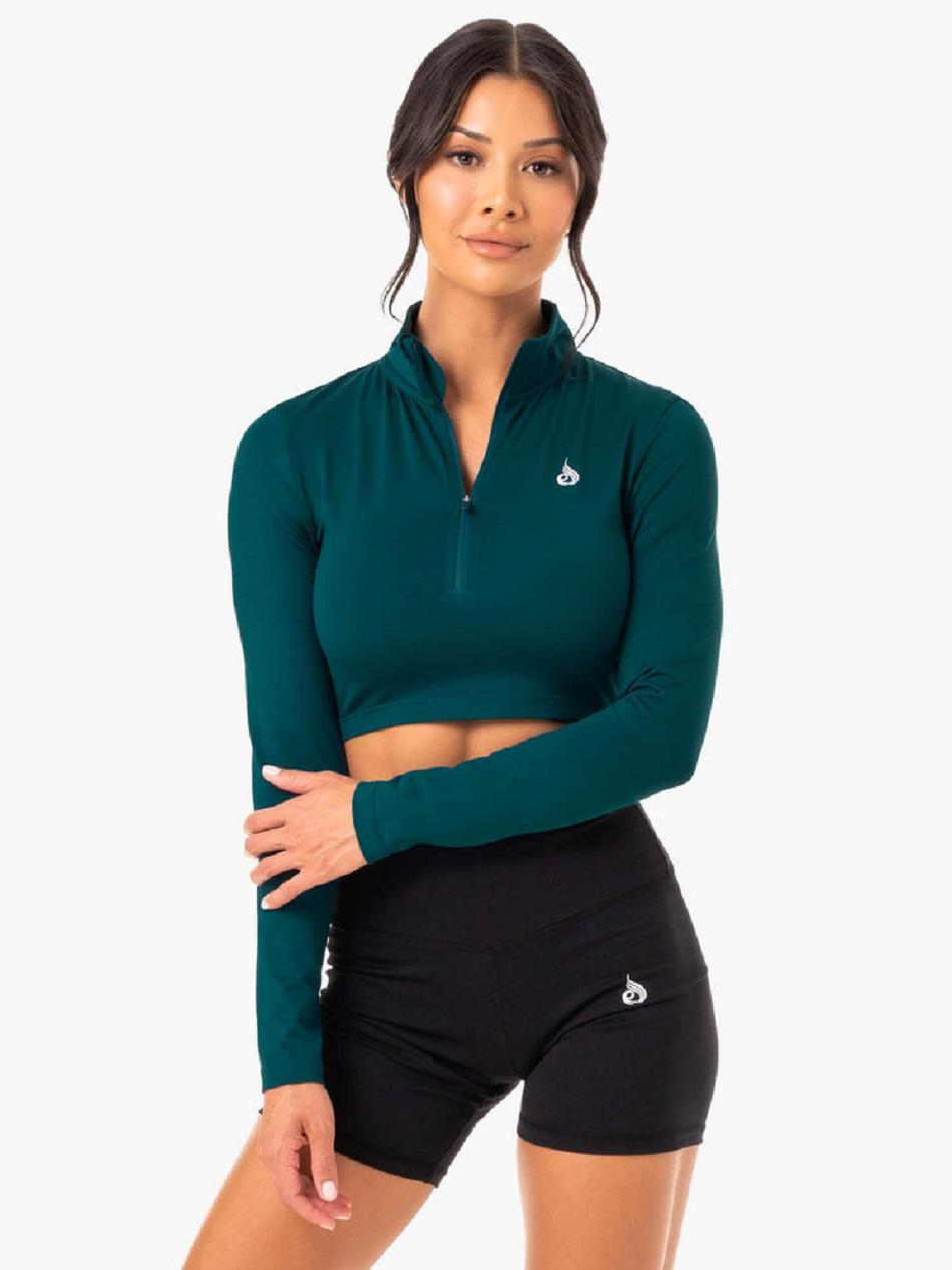 Turquoise Women's Ryderwear Force Long Sleeve Training Top Top | 59RC60743