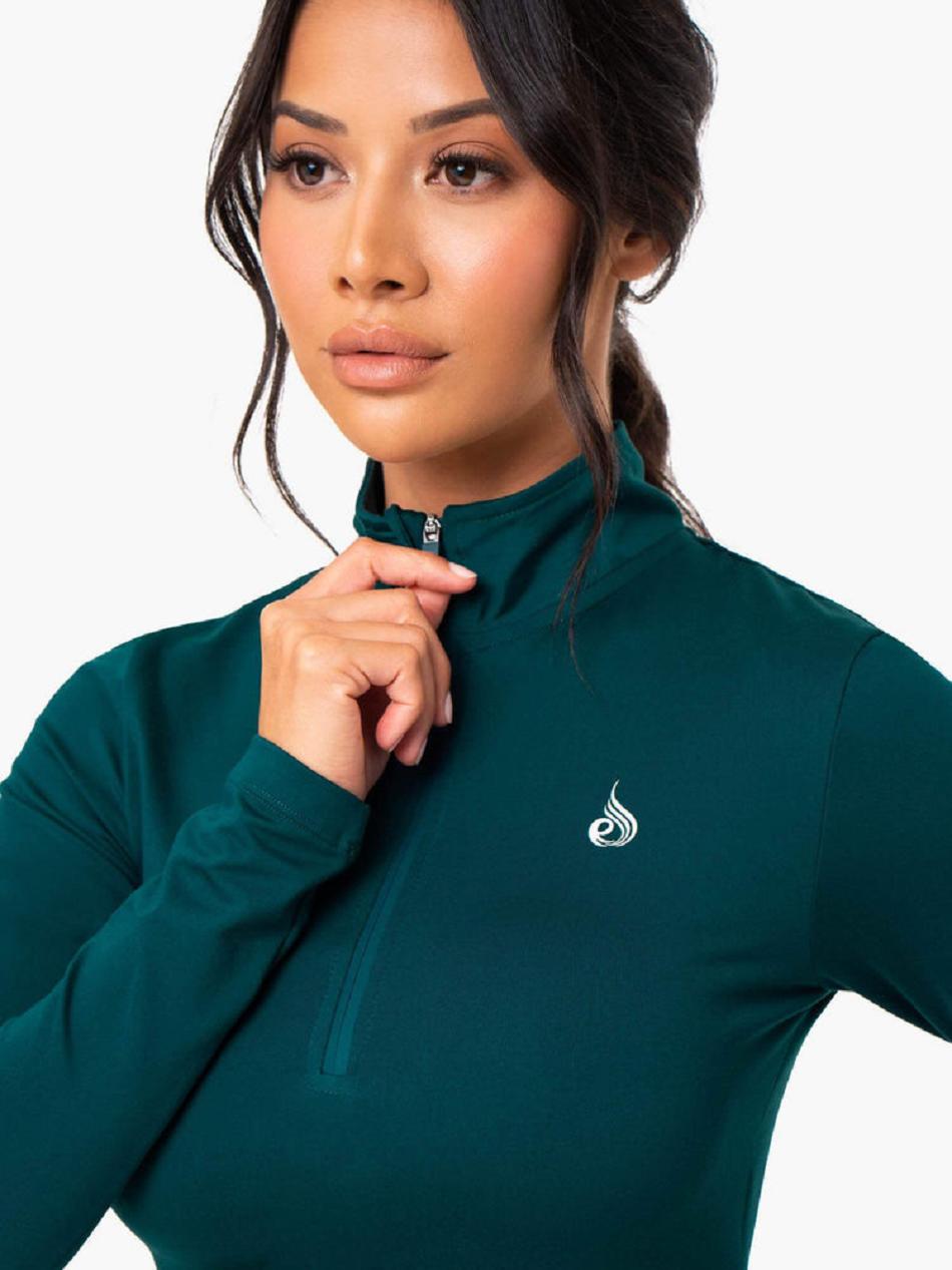 Turquoise Women's Ryderwear Force Long Sleeve Training Top Top | 59RC60743