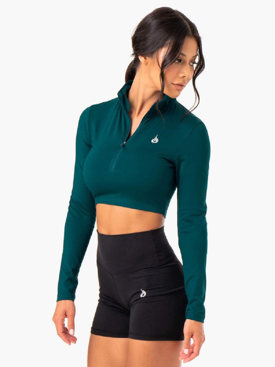 Turquoise Women\'s Ryderwear Force Long Sleeve Training Top Top | 59RC60743