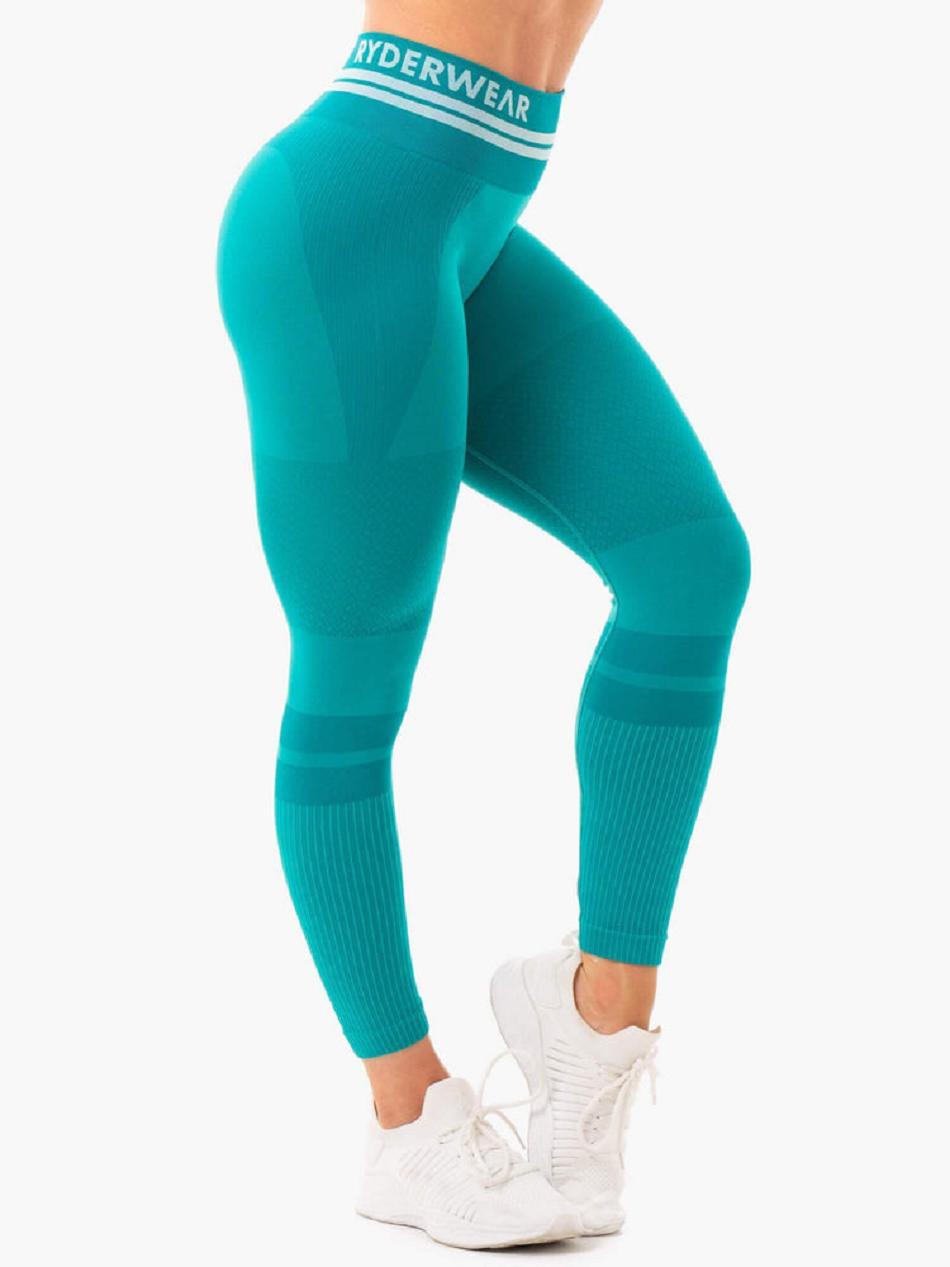 Turquoise Women's Ryderwear Freestyle High Waisted Leggings Seamless | 49YR78541